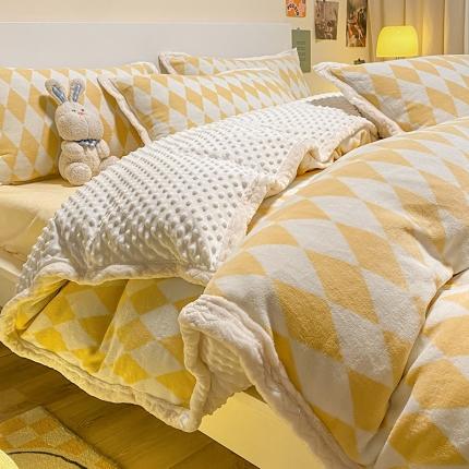 澳梵 2022新款牛奶绒豆豆绒四件套 时光-黄