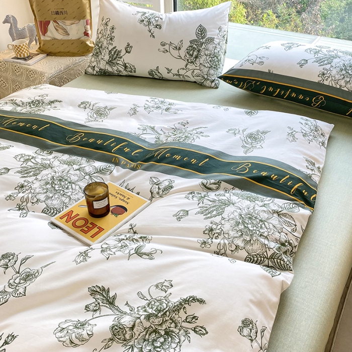 91家纺网 家纺一手货源 找家纺 安莱生活 2022新款60支纯棉三四件套秋冬家用 古韵国潮绿