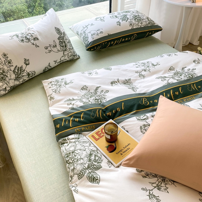 91家纺网 家纺一手货源 找家纺 安莱生活 2022新款60支纯棉三四件套秋冬家用 古韵国潮绿