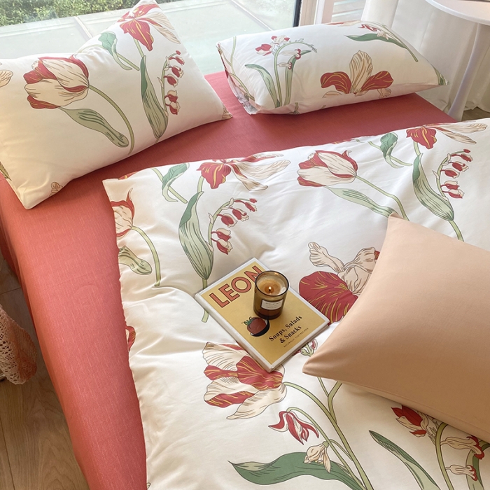 91家纺网 家纺一手货源 找家纺 安莱生活 2022新款60支纯棉三四件套秋冬家用 故宫红