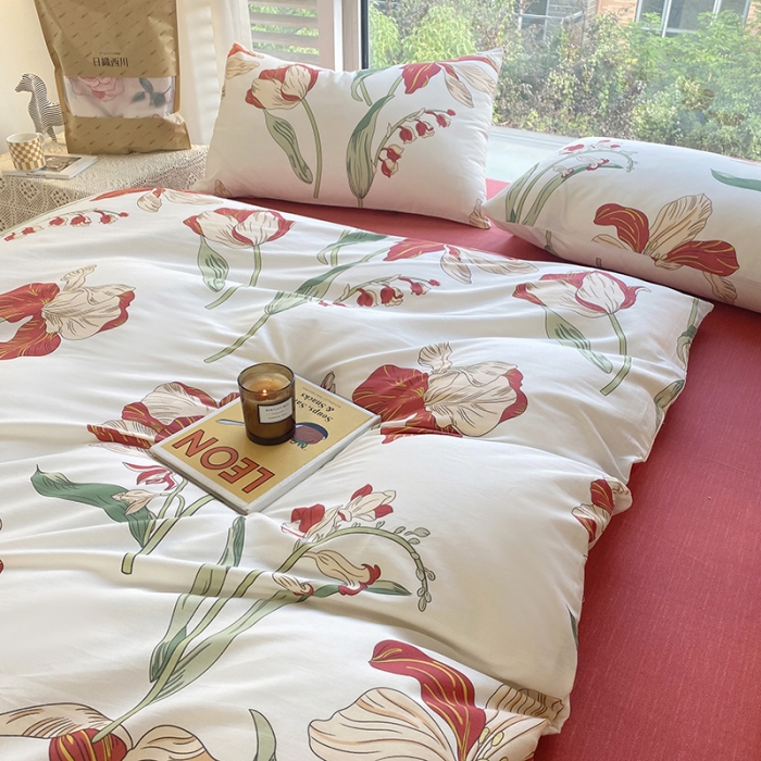 91家纺网 家纺一手货源 找家纺 安莱生活 2022新款60支纯棉三四件套秋冬家用 故宫红