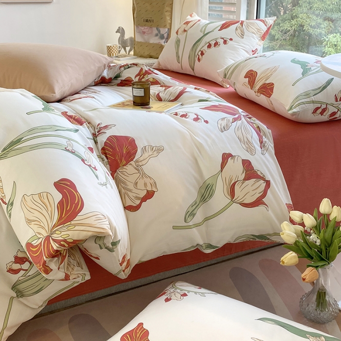 91家纺网 家纺一手货源 找家纺 安莱生活 2022新款60支纯棉三四件套秋冬家用 故宫红