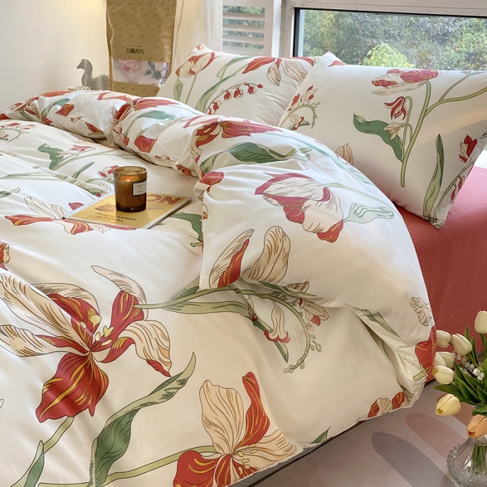 91家纺网 家纺一手货源 找家纺 安莱生活 2022新款60支纯棉三四件套秋冬家用 故宫红