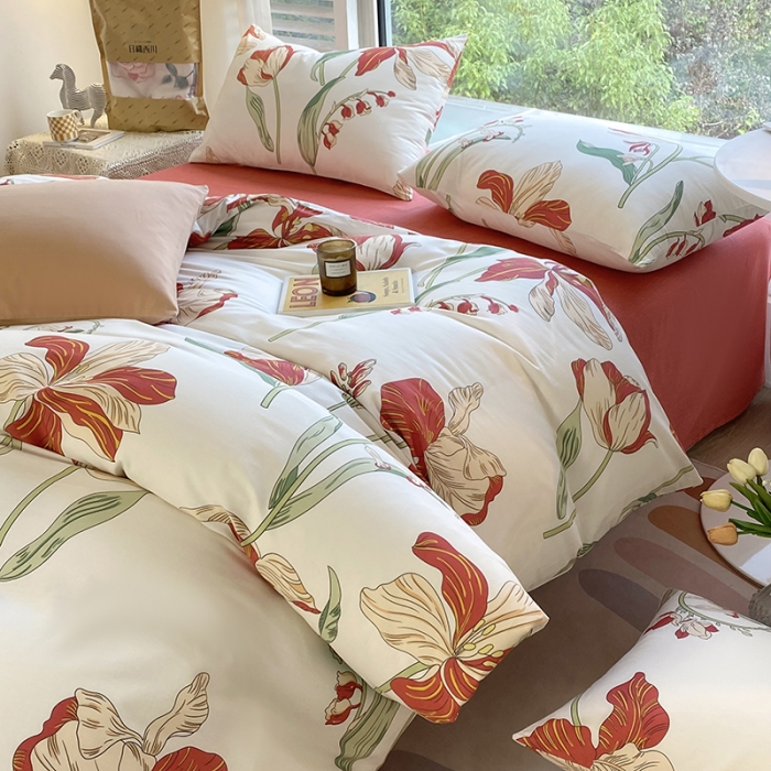 91家纺网 家纺一手货源 找家纺 安莱生活 2022新款60支纯棉三四件套秋冬家用 故宫红