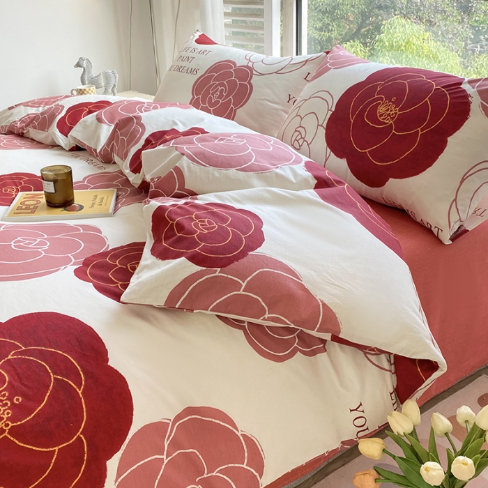 91家纺网 家纺一手货源 找家纺 安莱生活 2022新款60支纯棉三四件套秋冬家用 玫瑰海棠