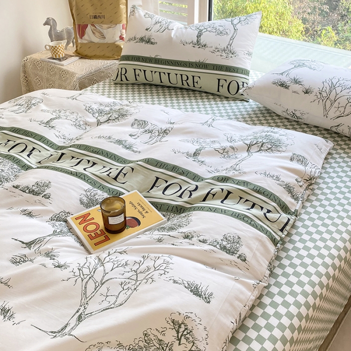 91家纺网 家纺一手货源 找家纺 安莱生活 2022新款60支纯棉三四件套秋冬家用 寓意丛林