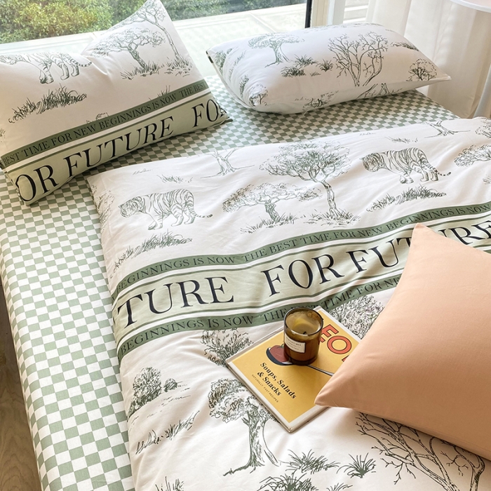 91家纺网 家纺一手货源 找家纺 安莱生活 2022新款60支纯棉三四件套秋冬家用 寓意丛林