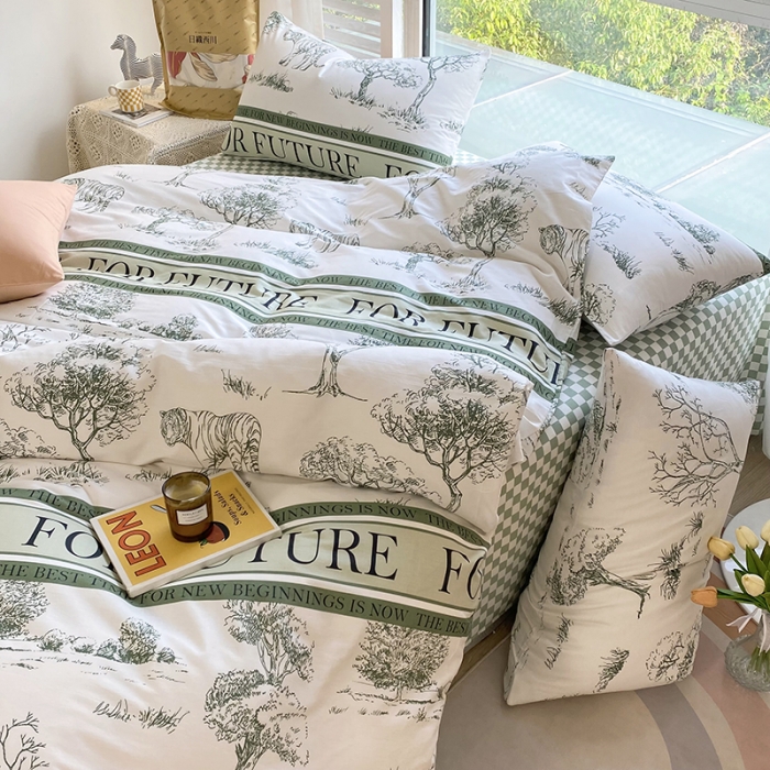 91家纺网 家纺一手货源 找家纺 安莱生活 2022新款60支纯棉三四件套秋冬家用 寓意丛林