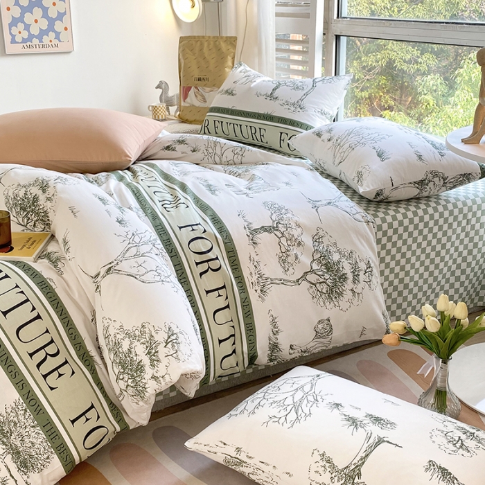 91家纺网 家纺一手货源 找家纺 安莱生活 2022新款60支纯棉三四件套秋冬家用 寓意丛林