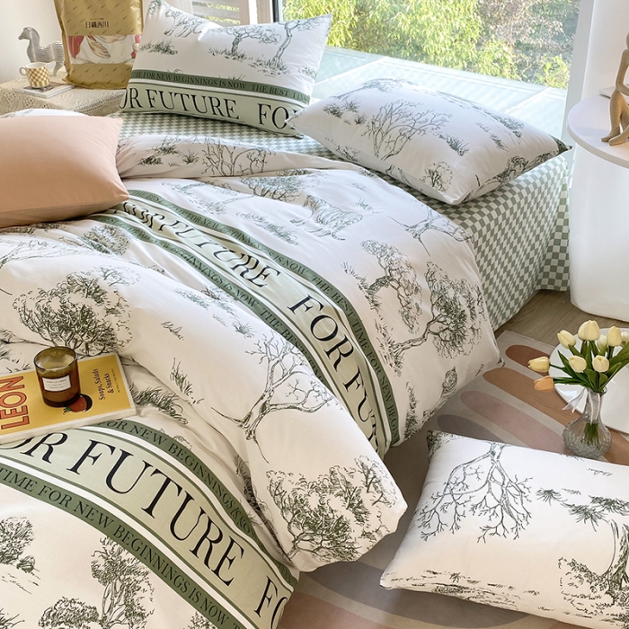 91家纺网 家纺一手货源 找家纺 安莱生活 2022新款60支纯棉三四件套秋冬家用 寓意丛林