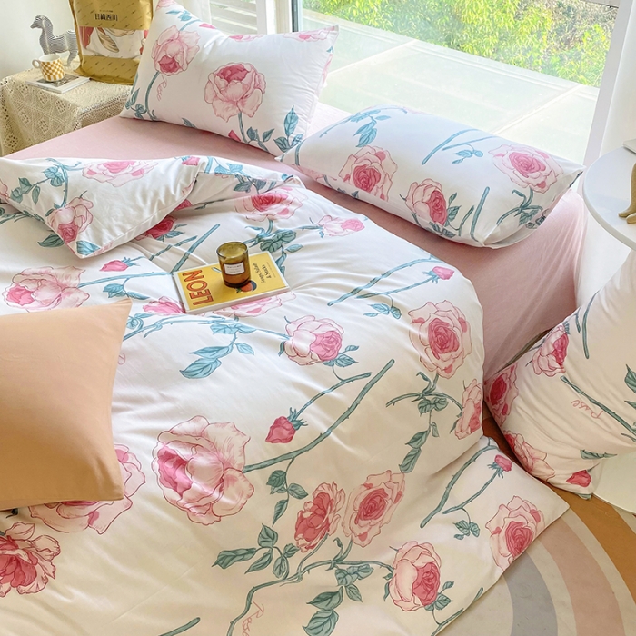 91家纺网 家纺一手货源 找家纺 安莱生活 2022新款60支纯棉三四件套秋冬家用 长野玫瑰