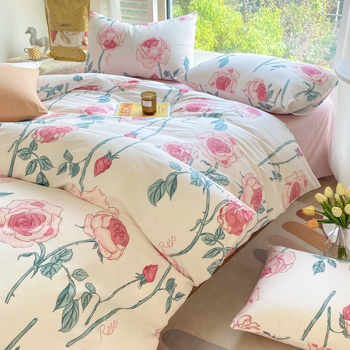 91家纺网 家纺一手货源 找家纺 安莱生活 2022新款60支纯棉三四件套秋冬家用 长野玫瑰