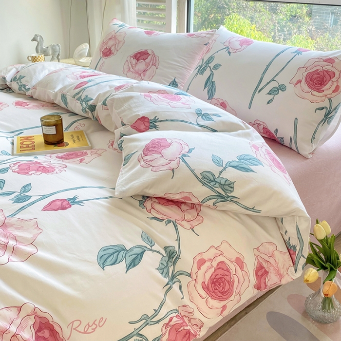 91家纺网 家纺一手货源 找家纺 安莱生活 2022新款60支纯棉三四件套秋冬家用 长野玫瑰