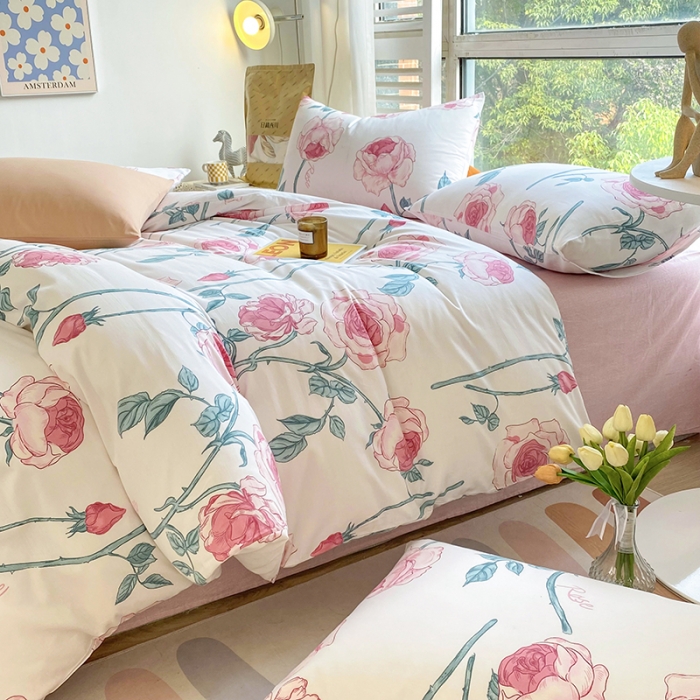 91家纺网 家纺一手货源 找家纺 安莱生活 2022新款60支纯棉三四件套秋冬家用 长野玫瑰