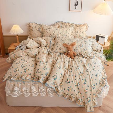91家纺网 家纺一手货源 找家纺 （总）宜凡 2023新款四季款夹棉小清新床笠四件套