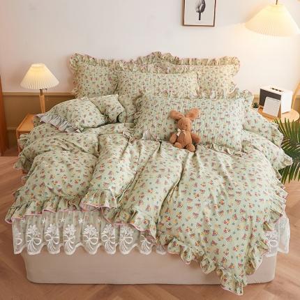 91家纺网 家纺一手货源 找家纺 （总）宜凡 2023新款四季款夹棉小清新床笠四件套