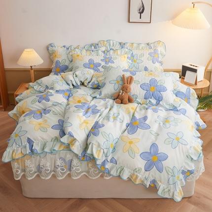 91家纺网 家纺一手货源 找家纺 （总）宜凡 2023新款四季款夹棉小清新床笠四件套