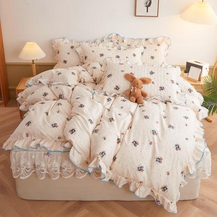 （总）宜凡 2023新款四季款夹棉小清新床笠四件套