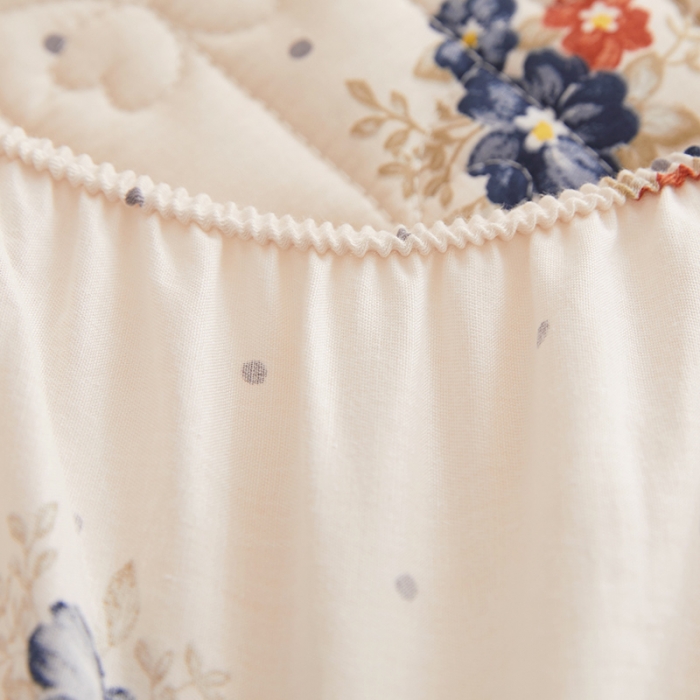 91家纺网 家纺一手货源 找家纺 宜凡 2023新款四季款夹棉小清新床笠四件套 春归