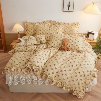 宜凡 2023新款四季款夹棉小清新床笠四件套 花束
