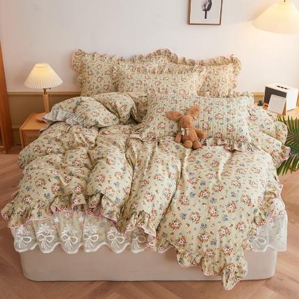 宜凡 2023新款四季款夹棉小清新床笠四件套 怡然