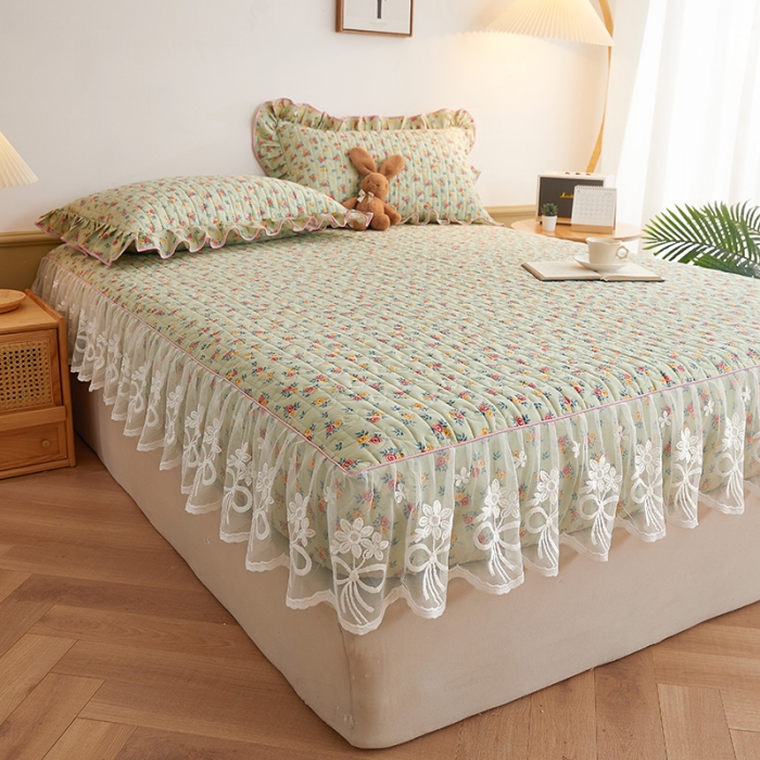 91家纺网 家纺一手货源 找家纺 宜凡 2023新款四季款夹棉小清新床笠三件套 浮生