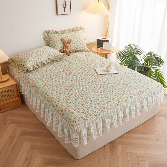 91家纺网 家纺一手货源 找家纺 宜凡 2023新款四季款夹棉小清新床笠三件套 浮生