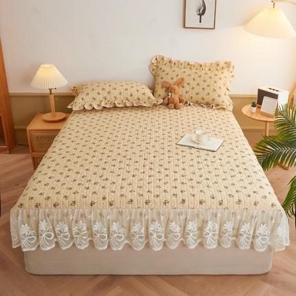 宜凡 2023新款四季款夹棉小清新床笠三件套 花束