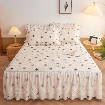 91家纺网 家纺一手货源 找家纺 （总）宜凡 2023新款四季款全棉夹棉床裙三件套