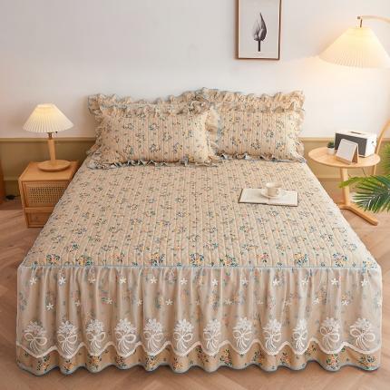 91家纺网 家纺一手货源 找家纺 （总）宜凡 2023新款四季款全棉夹棉床裙三件套