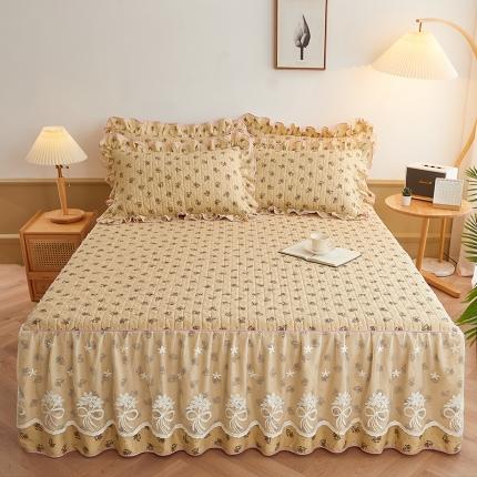 91家纺网 家纺一手货源 找家纺 （总）宜凡 2023新款四季款全棉夹棉床裙三件套