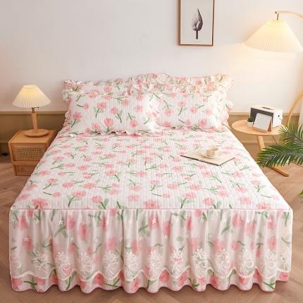 91家纺网 家纺一手货源 找家纺 （总）宜凡 2023新款四季款全棉夹棉床裙三件套