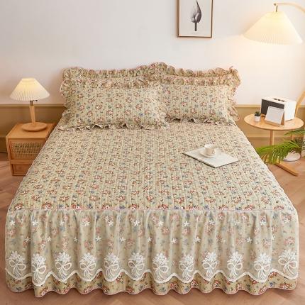 91家纺网 家纺一手货源 找家纺 （总）宜凡 2023新款四季款全棉夹棉床裙三件套