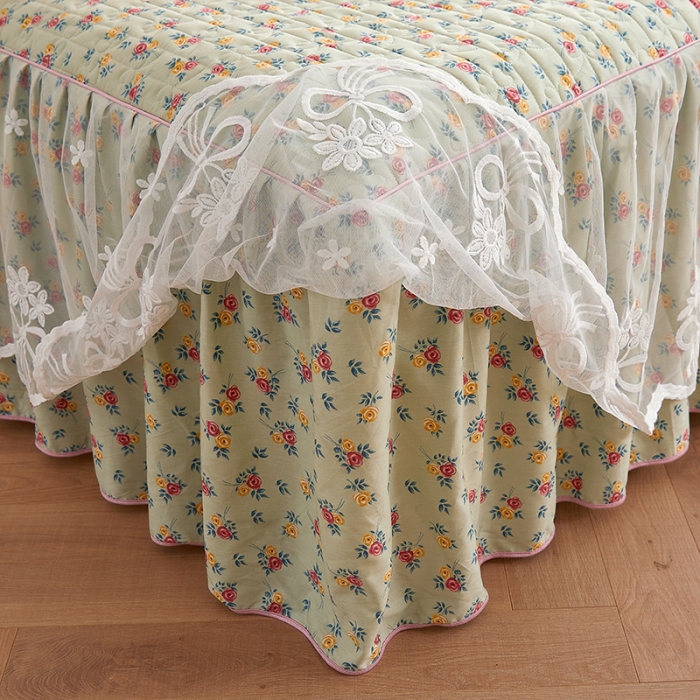 91家纺网 家纺一手货源 找家纺 宜凡 2023新款四季款全棉夹棉床裙三件套 浮生