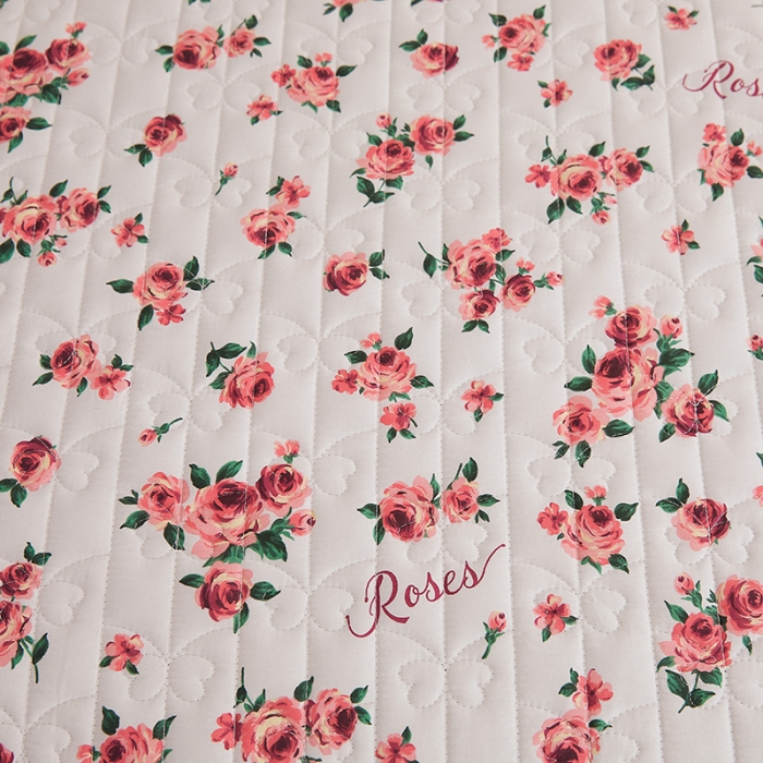 91家纺网 家纺一手货源 找家纺 宜凡 2023新款四季款全棉夹棉床裙三件套 瑰园