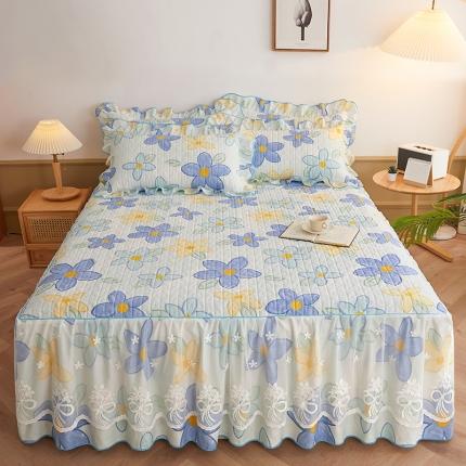 宜凡 2023新款四季款全棉夹棉床裙三件套 千禾