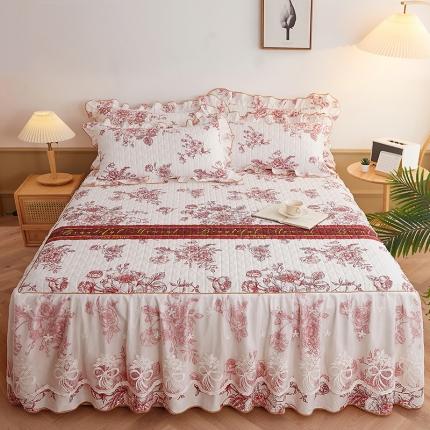 宜凡 2023新款四季款全棉夹棉床裙三件套 写意