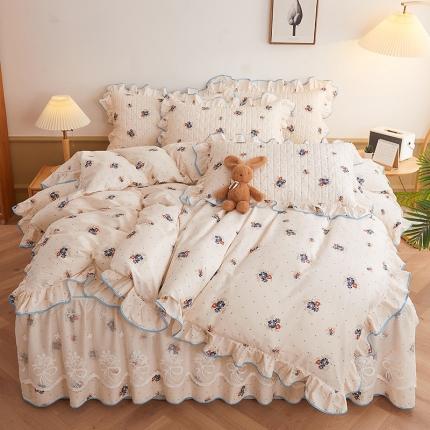 （总）宜凡 2023新款四季款全棉夹棉床裙四件套