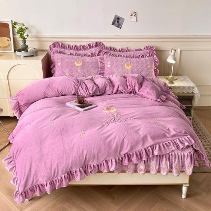 宜凡 2022新款婴儿绒A类床笠四件套 星悅-香芋紫