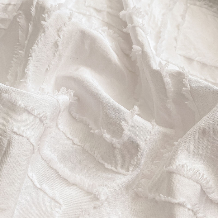 91家纺网 家纺一手货源 找家纺 琪格格纺织 2023新款韩式水洗棉剪花+牛奶绒四件套 象牙白