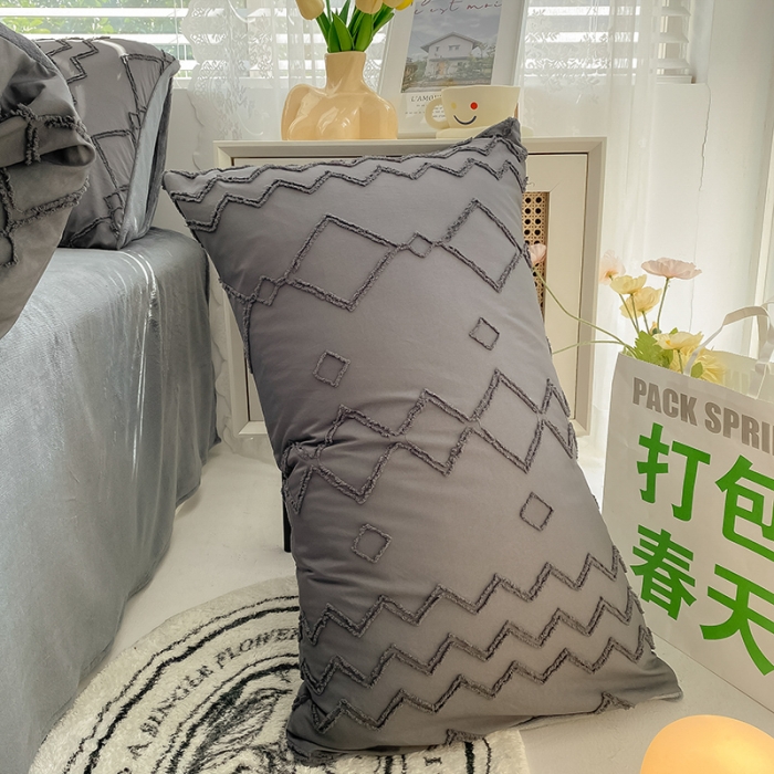 91家纺网 家纺一手货源 找家纺 琪格格纺织 2023新款韩式水洗棉剪花+牛奶绒四件套 洛克灰