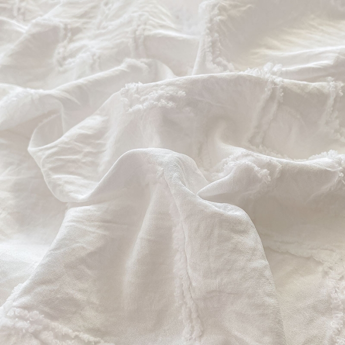 91家纺网 家纺一手货源 找家纺 琪格格纺织 2023新款韩式水洗棉剪花+牛奶绒四件套 洛克白