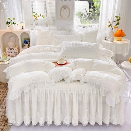 91家纺网 家纺一手货源 找家纺 （总）好儿喜家纺 2022新款牛奶绒夹棉床裙四件套-恬梦系列