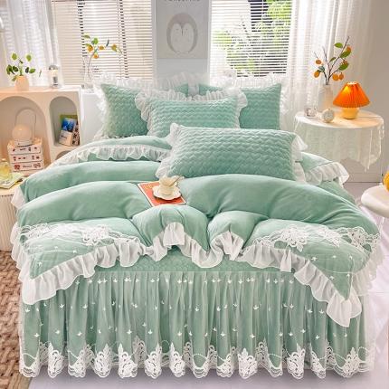 91家纺网 家纺一手货源 找家纺 （总）好儿喜家纺 2022新款牛奶绒夹棉床裙四件套-恬梦系列