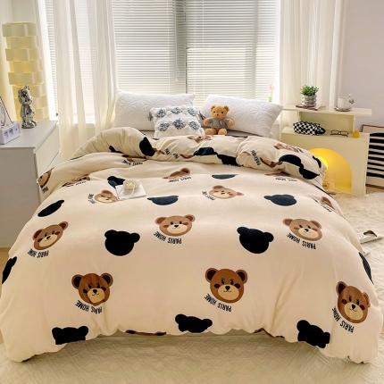 捌月 2024冬季新款印花牛奶绒-被套 呆萌熊