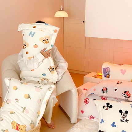 （总）时光里 230g正宗全消光印花牛奶绒迪士尼系列单品枕套