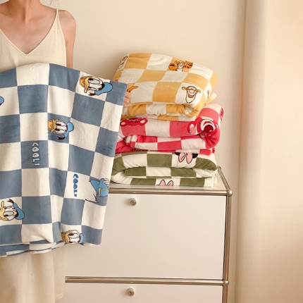 总时光里 230g正宗全消光印花牛奶绒迪士尼棋盘格系列单床单