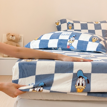 总时光里 230g正宗全消光印花牛奶绒迪士尼棋盘格系列单床笠