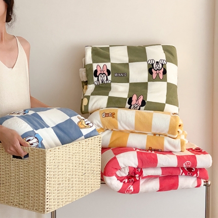 总时光里 230g正宗全消光印花牛奶绒迪士尼棋盘格系列单被套