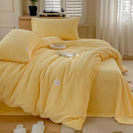 （总）时光里 2022新款全消光230克华夫格绒牛奶绒四件套